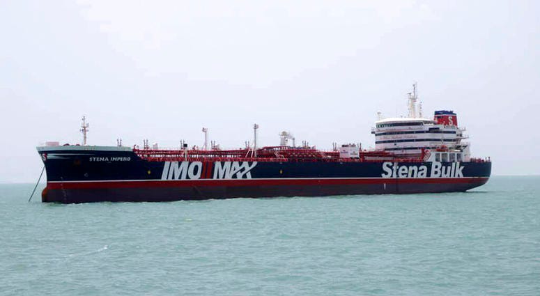 A British-flagged oil tanker Stena Impero which was seized by the Iran's Revolutionary Guard on Friday A British-flagged oil tanker Stena Impero which was seized by the Iran's Revolutionary Guard on Friday