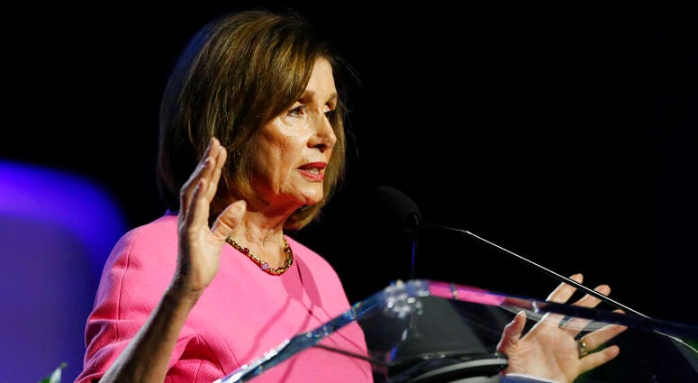 Speaker of the House Nancy Pelosi, D-Calif., addresses the NAACP convention, Monday, July 22, 2019, in Detroit. ( AP DO NO TUSE