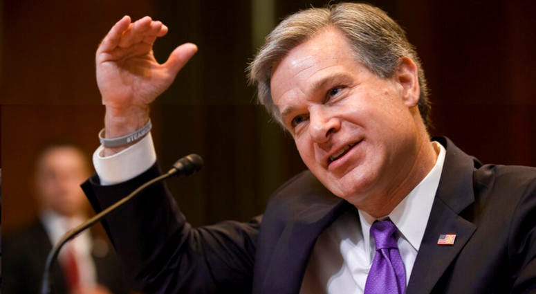 In this May 7, 2019, file photo, FBI Director Christopher Wray testifies during a hearing on Capitol Hill in Washington. AP DO NOT USE