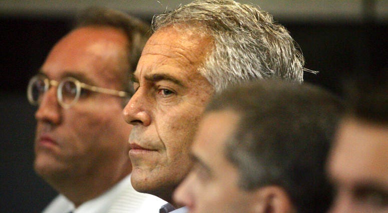 In this July 30, 2008 file photo, Jeffrey Epstein appears in court in West Palm Beach, Fla. Epstein has died by suicide while awaiting trial on sex-trafficking charges, says person briefed on the matter, Saturday, Aug. 10, 2019. DO NOT USE