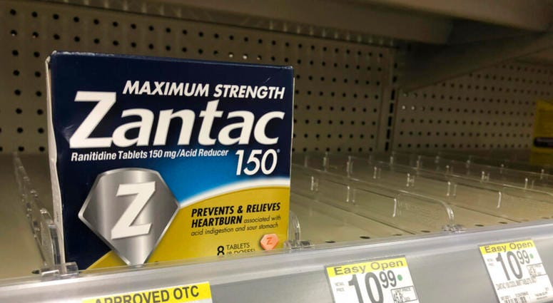 This Sept. 30, 2019, file photo shows a box of Maximum Strength Zantac tablets at a pharmacy in Miami Beach, Fla. AP DO NOT USE