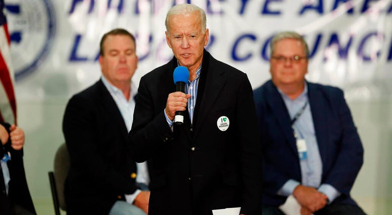 Democratic presidential candidate former Vice President Joe Biden speaks during a fund-raising fish fry for U.S. Rep. Abby Finkenauer, D-Iowa, Saturday, Nov. 2, 2019, at Hawkeye Downs Expo Center in Cedar Rapids, Iowa. Democratic presidential candidate former Vice President Joe Biden speaks during a fund-raising fish fry for U.S. Rep. Abby Finkenauer, D-Iowa, Saturday, Nov. 2, 2019, at Hawkeye Downs Expo Center in Cedar Rapids, Iowa.