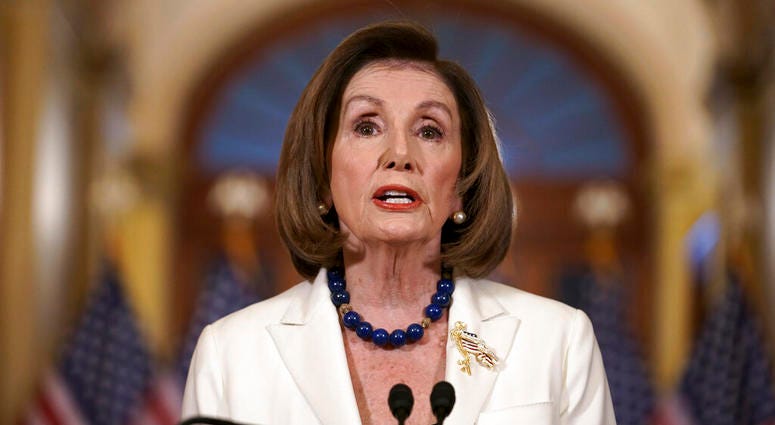 Speaker of the House Nancy Pelosi, D-Calif., makes a statement at the Capitol in Washington, Thursday, Dec. 5, 2019. Pelosi announced that the House is moving forward to draft articles of impeachment against President Donald Trump