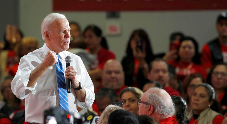 Democratic presidential candidate and former Vice President Joe Biden speaks during town hall meeting at the Culinary Union, Local 226, headquarters in Las Vegas Wednesday, Dec. 11, 2019. Democratic presidential candidate and former Vice President Joe Biden speaks during town hall meeting at the Culinary Union, Local 226, headquarters in Las Vegas Wednesday, Dec. 11, 2019.
