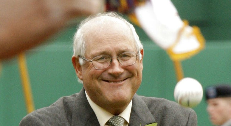 In this April 13, 2009, file photo, Pittsburgh Pirates broadcaster and former pitcher Steve Blass is honored for his 50 years with the Pirates organization DO NOT USE