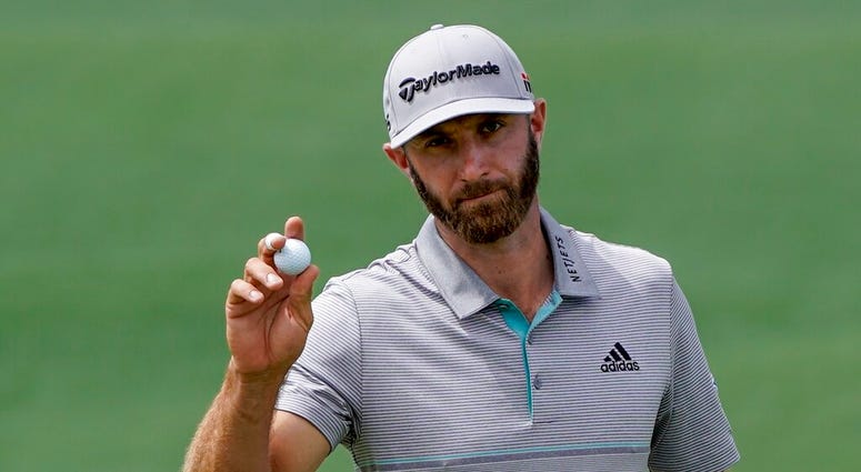 Dustin Johnson reacts on the second hole during the third round for the Masters golf tournament Saturday, April 13, 2019, in Augusta, Ga Dustin Johnson reacts on the second hole during the third round for the Masters golf tournament Saturday, April 13, 2019, in Augusta, Ga