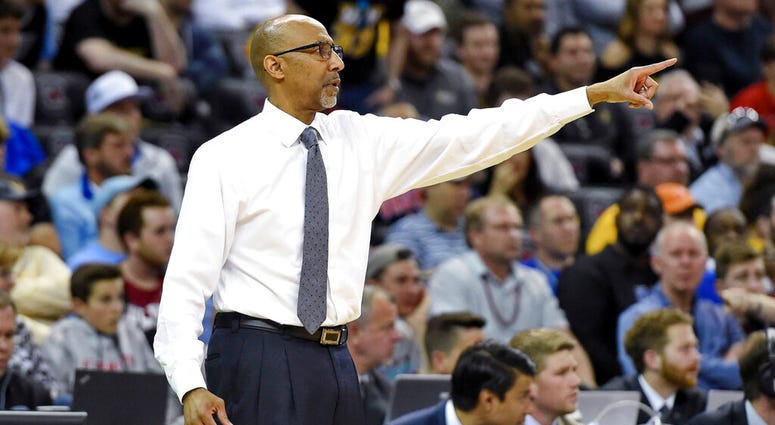 Central Florida coach Johnny Dawkins points during the team's first-round game against VCU in the NCAA men’s college basketball tournament Friday, March 22, 2019, in Columbia, S.C. Central Florida coach Johnny Dawkins points during the team's first-round game against VCU in the NCAA men’s college basketball tournament Friday, March 22, 2019, in Columbia, S.C.