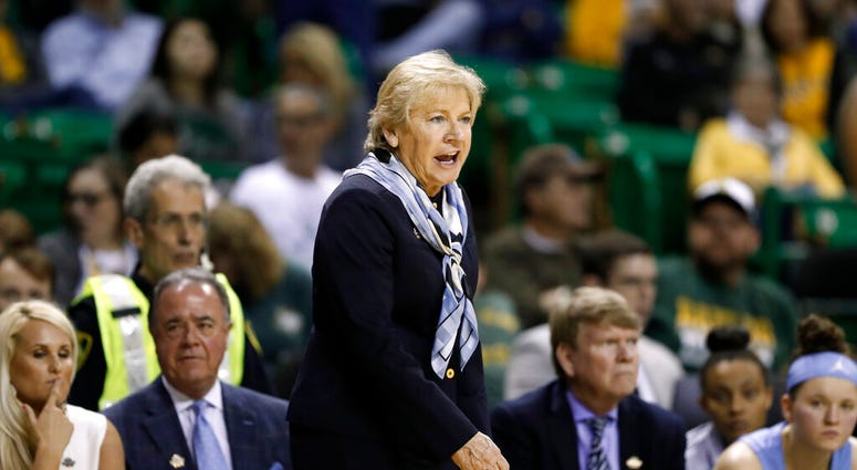 North Carolina head coach Sylvia Hatchell instructs her team in the second half of a first round women's college basketball game in the NCAA Tournament in Waco, Texas, Saturday March 23, 2019. North Carolina head coach Sylvia Hatchell instructs her team in the second half of a first round women's college basketball game in the NCAA Tournament in Waco, Texas, Saturday March 23, 2019.