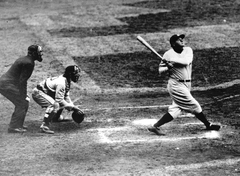 The Sultan of Swat hitting a home run DO NOT USE