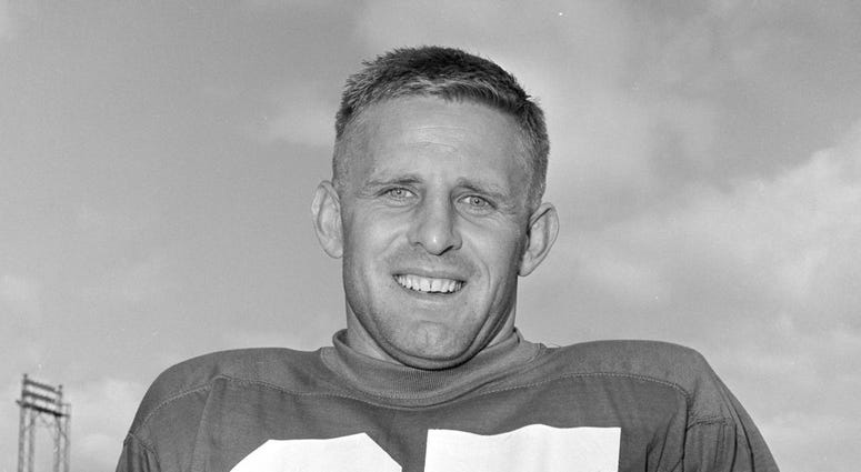 FILE - This is a July 26, 1962, file photo showing Tommy McDonald of the Philadelphia Eagles football team, in Hershey, Penn. Hall of Famer Tommy McDonald has died at 84. His death was announced Monday, Sept. 24, 2018, by the Pro Football Hall of Fame. DO NOT USE