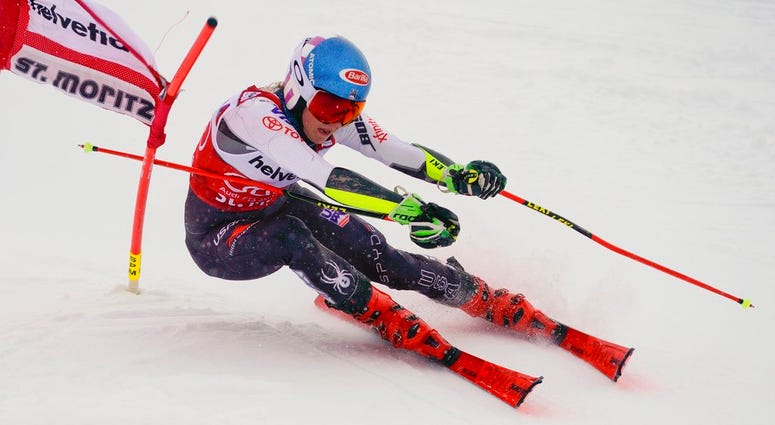 United States' Mikaela Shiffrin competes during a slalom qualifying run for a women's World Cup parallel event, in St. Moritz, Switzerland United States' Mikaela Shiffrin competes during a slalom qualifying run for a women's World Cup parallel event, in St. Moritz, Switzerland