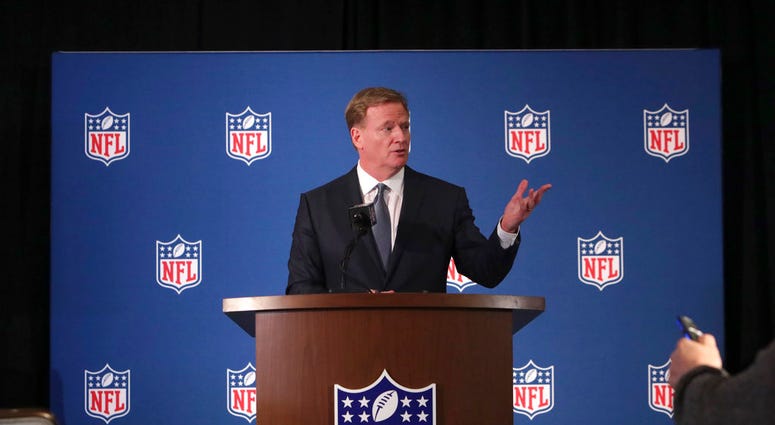 NFL commissioner Roger Goodell speaks to reporters during a news conference after the football leagues' meeting in Irving, Texas, Wednesday, Dec. 12, 2018 NFL commissioner Roger Goodell speaks to reporters during a news conference after the football leagues' meeting in Irving, Texas, Wednesday, Dec. 12, 2018