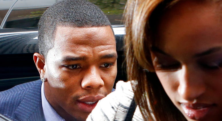 In this Nov. 5, 2014, file photo, Ray Rice arrives with his wife, Janay Palmer, for an appeal hearing of his indefinite suspension from the NFL DO NOT USE