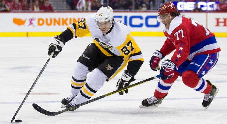 Pittsburgh Penguins center Sidney Crosby and Washington Capitals right wing T.J. Oshie Pittsburgh Penguins center Sidney Crosby and Washington Capitals right wing T.J. Oshie