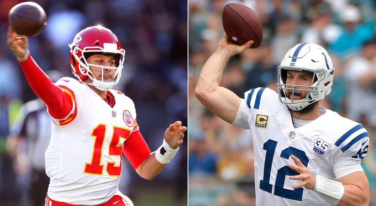 Kansas City Chiefs quarterback Patrick Mahomes, Indianapolis Colts quarterback Andrew Luck Kansas City Chiefs quarterback Patrick Mahomes, Indianapolis Colts quarterback Andrew Luck