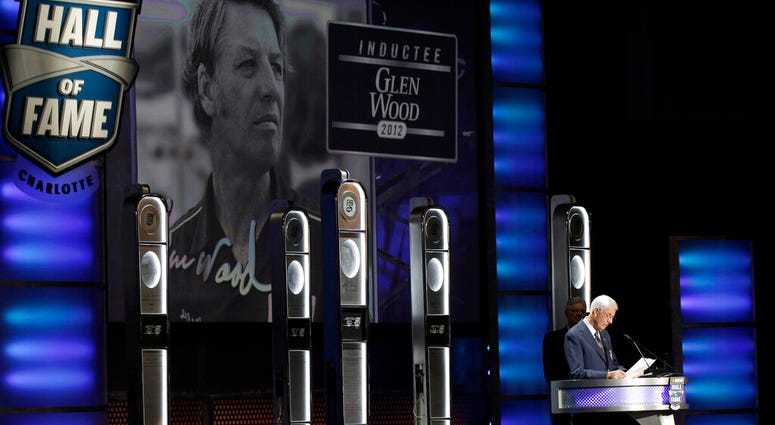 Glen Wood speaks during NASCAR Hall of Fame induction ceremonies in Charlotte, N.C. Glen Wood speaks during NASCAR Hall of Fame induction ceremonies in Charlotte, N.C.