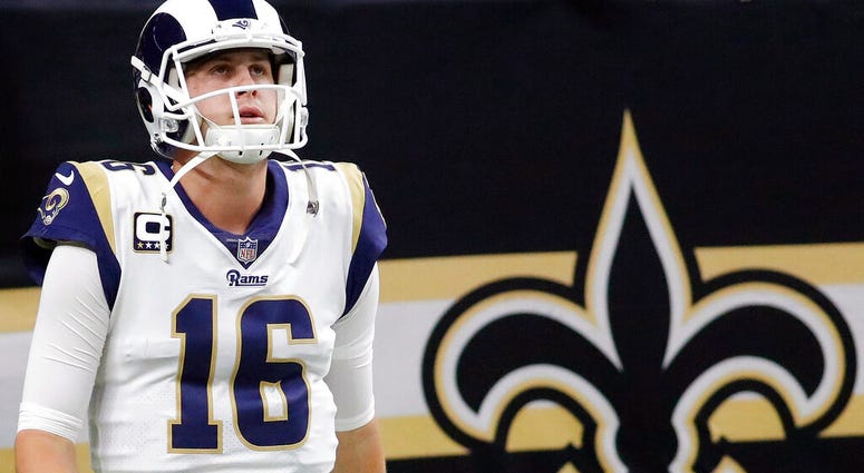 Los Angeles Rams' Jared Goff takes the field before the NFL football NFC championship game against the New Orleans Saints in New Orleans. AP DO NOT USE