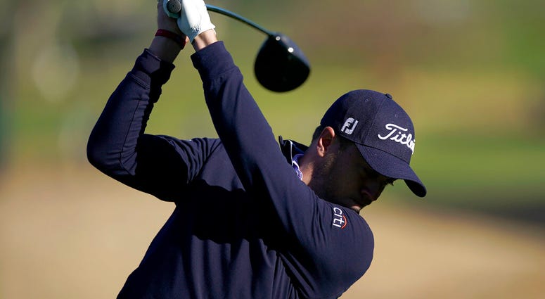 Justin Thomas tees off on the ninth hole as third round play continues during the Genesis Open golf tournament at Riviera Country Club on Sunday, Feb. 17, 2019, in the Pacific Palisades area of Los Angeles. Justin Thomas tees off on the ninth hole as third round play continues during the Genesis Open golf tournament at Riviera Country Club on Sunday, Feb. 17, 2019, in the Pacific Palisades area of Los Angeles.