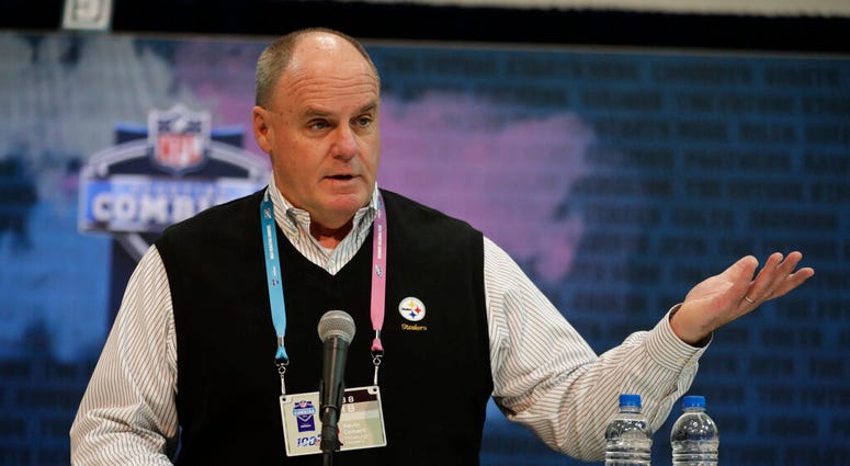 Pittsburgh Steelers general manager Kevin Colbert speaks during a press conference at the NFL football scouting combine in Indianapolis AP DO NOT USE