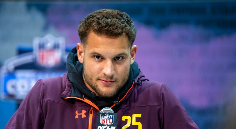 Ohio State defensive lineman Nick Bosa talks to the media at the NFL Scouting Combine on Saturday, March 2, 2019 in Indianapolis. Ohio State defensive lineman Nick Bosa talks to the media at the NFL Scouting Combine on Saturday, March 2, 2019 in Indianapolis.