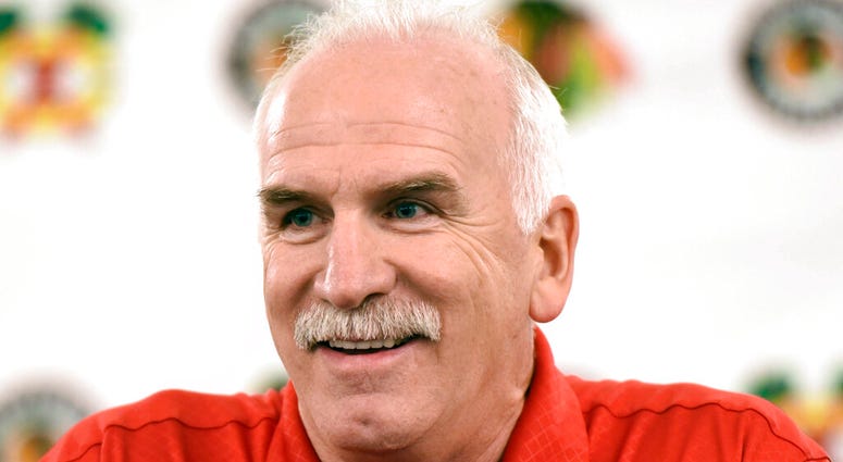 In this July 21, 2017 file photo, Chicago Blackhawks' head coach Joel Quenneville speaks at a news conference during the NHL hockey team's convention in Chicago AP DO NOT USE