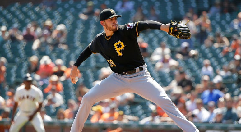 Pittsburgh Pirates starting pitcher Joe Musgrove works in the first inning of a baseball game against the San Francisco Giants, Thursday, Sept. 12, 2019, in San Francisco. Pittsburgh Pirates starting pitcher Joe Musgrove works in the first inning of a baseball game against the San Francisco Giants, Thursday, Sept. 12, 2019, in San Francisco.