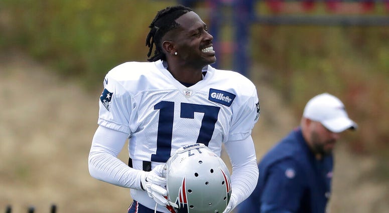 New England Patriots wide receiver Antonio Brown carries his helmet during an NFL football practice, Wednesday, Sept. 18, 2019, in Foxborough, Mass. AP DO NOTUSE
