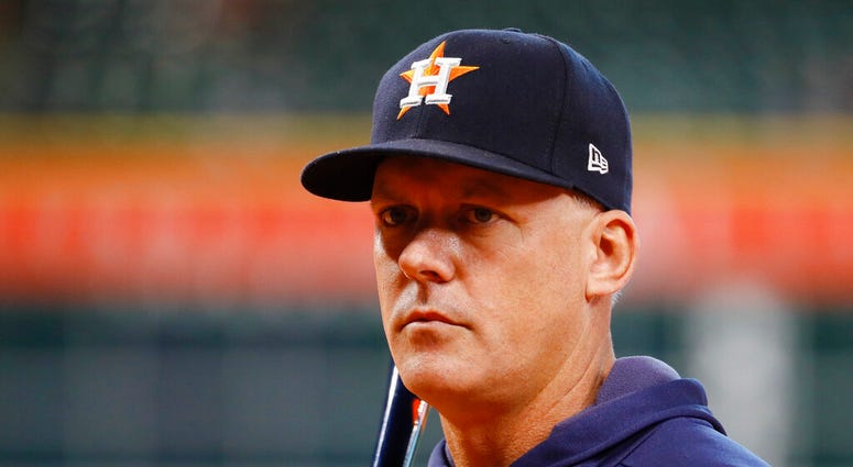 Houston Astros manager AJ Hinch watches during batting practice before Game 1 of baseball's American League Championship Series against the New York Yankees Saturday, Oct. 12, 2019, in Houston. Houston Astros manager AJ Hinch watches during batting practice before Game 1 of baseball's American League Championship Series against the New York Yankees Saturday, Oct. 12, 2019, in Houston.