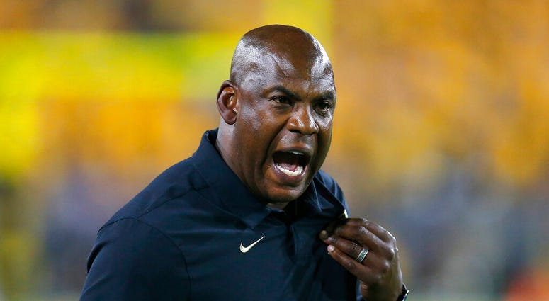In this Sept. 21, 2019, file photo, Colorado head coach Mel Tucker reacts to a holding call in the second half during an NCAA college football game against Arizona State, in Tempe