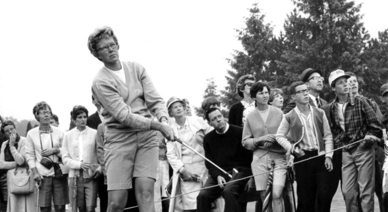 Mickey Wright's iron shot from the fairway at the Toronto Golf Club. Hall of Fame golfer Wright, who won 82 LPGA tournaments including 13 majors, died Monday, Feb. 17, 2020, of a heart attack, her attorney said. Wright was 85.