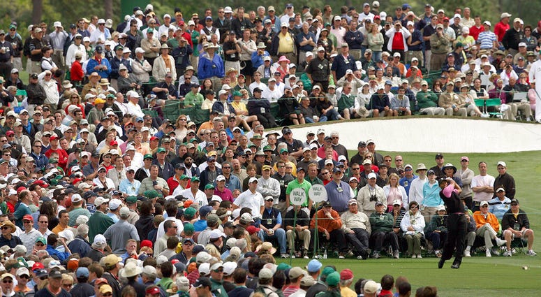 Tiger Woods hits from the third tee during the first round of the Masters golf tournament at Augusta National Golf Club in Augusta, Ga.