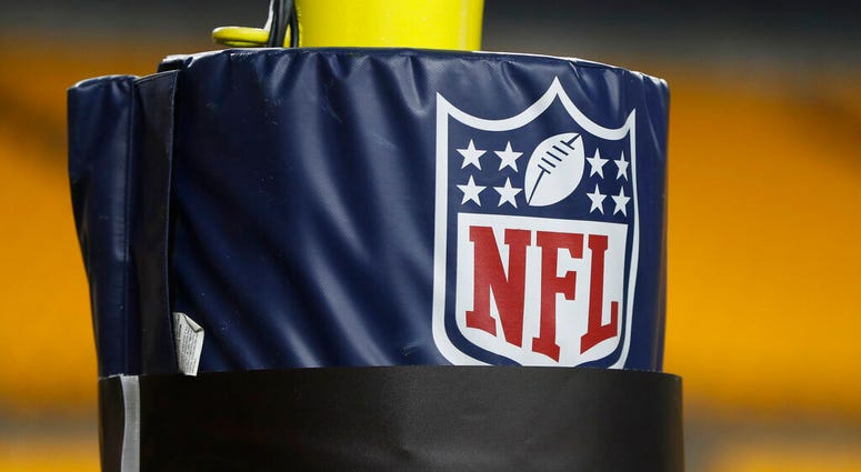 NFL logo on the goal post at Heinz Field in Pittsburgh NFL logo on the goal post at Heinz Field in Pittsburgh