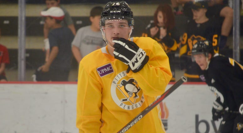 Penguins defenseman Calen Addison at development camp in June 2019