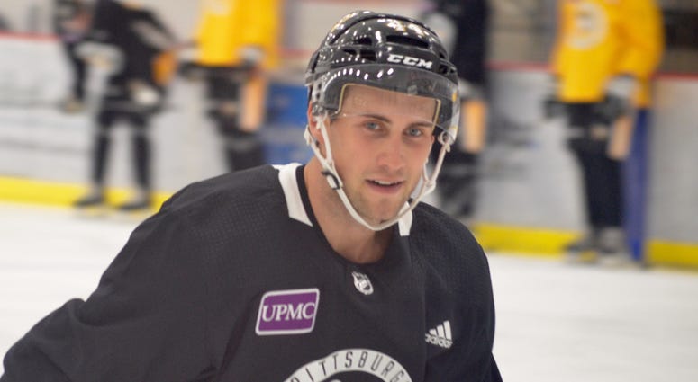 Penguins winger Tobias Lindberg participate in the team's prospect development camp in June 2018