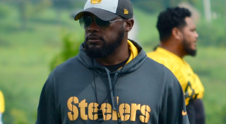 Steelers coach Mike Tomlin in 2018 training camp