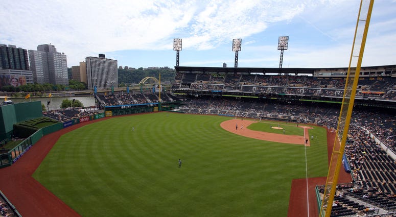 PITTSBURGH, PA - MAY 23: A general view of PNC Park from the rotunda during the game between the Pittsburgh Pirates and the Colorado Rockies at PNC Park on May 23, 2019 in Pittsburgh, Pennsylvania.