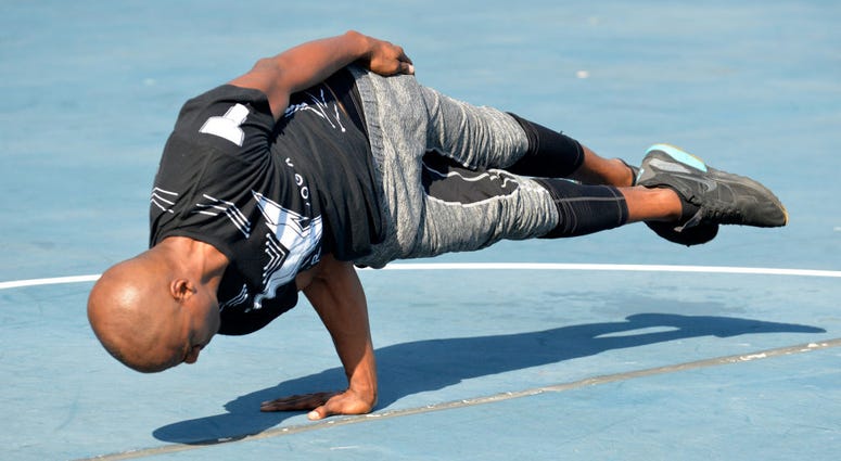: Breakdancers perform at Lupus LA's MBJAM 17 on September 16, 2017 in Marina del Rey, California.