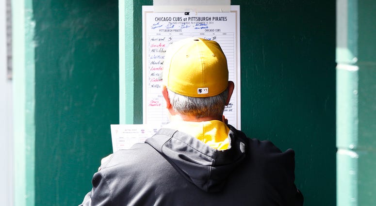Pirates Manager Clint Hurdle Reviews Team Lineup Before A Game Pirates Manager Clint Hurdle Reviews Team Lineup Before A Game