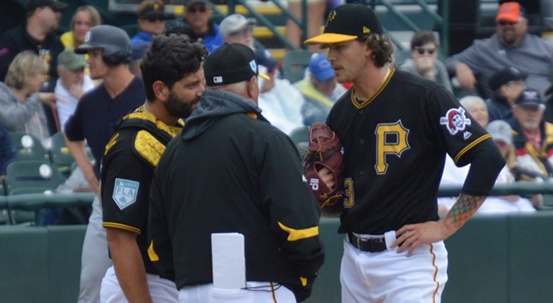 Steven Brault Ray Searage Francisco Cervelli on mound