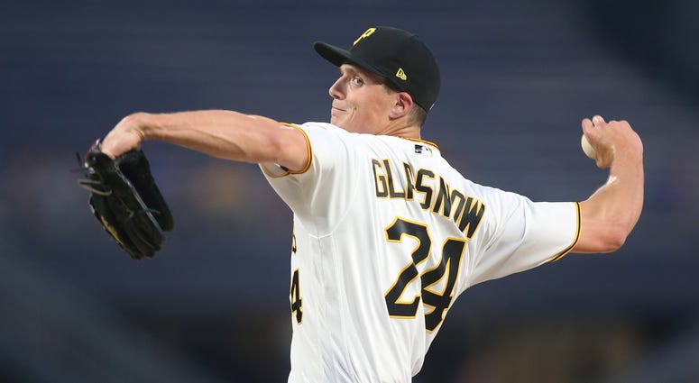 Pittsburgh Pirates relief pitcher Tyler Glasnow (24) pitches against the Chicago Cubs during the sixth inning at PNC Park. Chicago won 8-6.