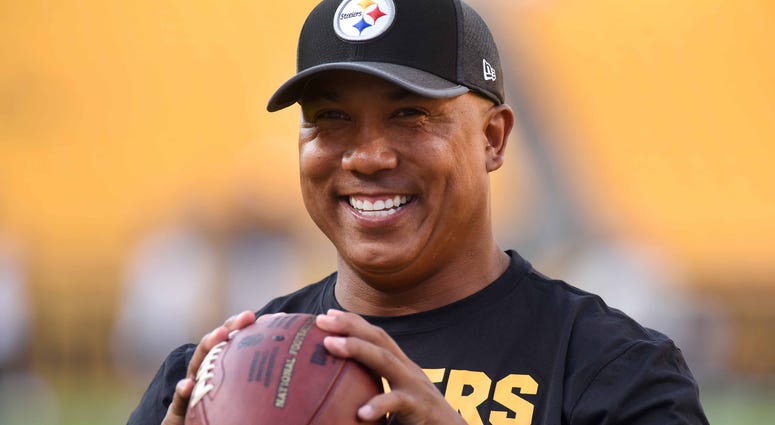 Former Pittsburgh Steelers wide receiver Hines Ward throws the ball with fans before the Pittsburgh Steelers play the Indianapolis Colts at Heinz Field. Former Pittsburgh Steelers wide receiver Hines Ward throws the ball with fans before the Pittsburgh Steelers play the Indianapolis Colts at Heinz Field.