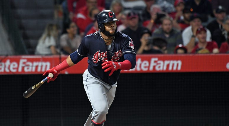 Cleveland Indians first baseman Carlos Santana Cleveland Indians first baseman Carlos Santana