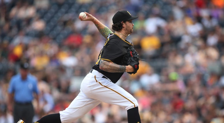 Pittsburgh Pirates relief pitcher Steven Brault (43) pitches against the Cincinnati Reds during the eighth inning at PNC Park. The Pirates won 6-2.