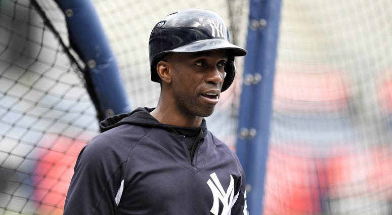 New York Yankees outfielder Andrew McCutchen during workouts one day before the 2018 American League Wild Card