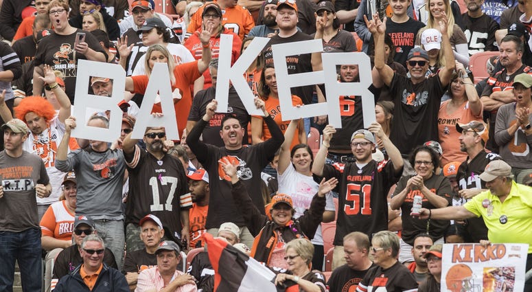Fans cheering the Cleveland Browns
