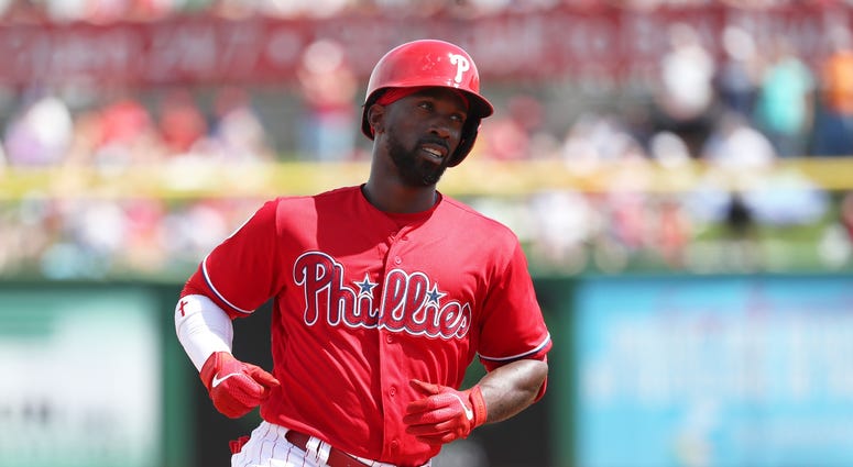 Andrew McCutchen after hitting a home run during Spring Training