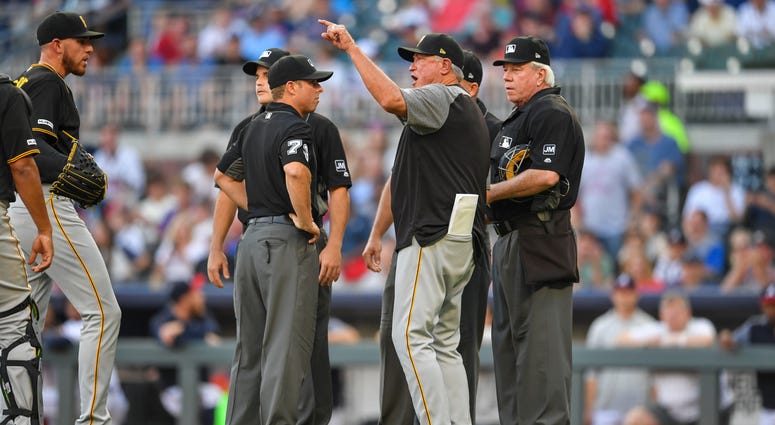 Clint Hurdle argues with umpires Clint Hurdle argues with umpires