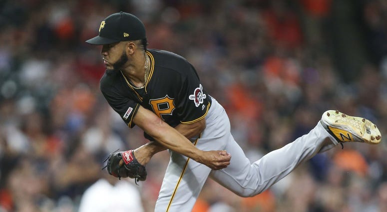 Jun 26, 2019; Houston, TX, USA; Pittsburgh Pirates starting pitcher Dario Agrazal (67) delivers a pitch during the first inning against the Houston Astros