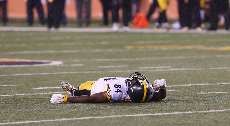 Antonio Brown after being laid out by Vontaze Burfict in 2016