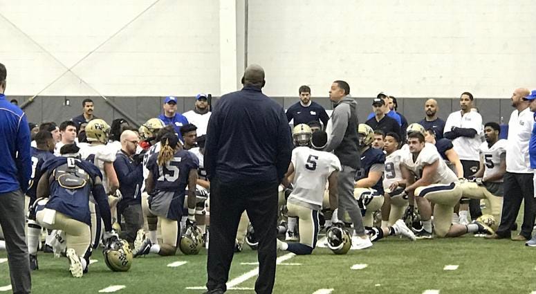 Basketball Coach Jeff Capel at Pitt Football Spring Practice Basketball Coach Jeff Capel at Pitt Football Spring Practice